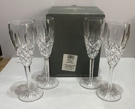Vintage Waterford Araglin Flute Champagne Crystal Glasses 8.5” Set Of 4 With Box - £157.89 GBP