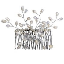 Floral Vine Freshwater White Pearls Bridal Hair Comb - £15.49 GBP