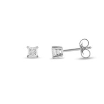 0.20Ct Princess Cut Natural Diamond Stud Earrings in 10K White Gold - £103.90 GBP