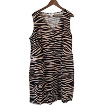 Liz Claiborne Womens Zebra Print Dress XXL Black Beige Linen Blend Offic... - $483.41 MXN