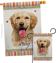 Golden Retriever Happiness Flags Set Dog 28 X40 Double-Sided House Banner - £39.95 GBP
