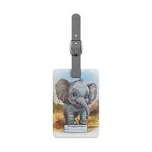 Luggage Tag for Kids Cute Elephant Cartoon | Rectangle Saffiano Polyeste... - $19.99