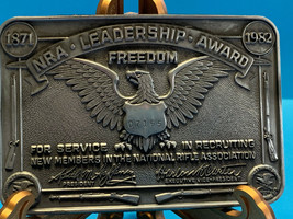 NRA Leadership Award Freedom 1871-1982 Belt Buckle Numbered 07165 Eagle Shield - £23.91 GBP