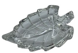 Crystal Glass Leaf Trinket Dish 4&quot; Tray Candy Jewelry Holder - £9.43 GBP