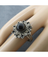 Sterling Silver Mexico Ring 925 Size 6 Black Cabochon Stone 3.58 Grams F... - £18.82 GBP