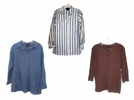 Denim &amp; Co Shirts &amp; Tops Cotton &amp; Linen Long Sleeve Size S-M  - £14.07 GBP+
