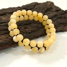 Natural Yellow Calcite Gemstone 8 mm beads 7.5&quot; Inches Stretch Bracelet 2SB-49 - £9.95 GBP