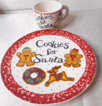 Cookies For Santa Plate Mug Set Ceramic Gingerbread Kid Reindeer Wreath ... - £13.29 GBP