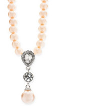 Charter Club Cubic Zirconia and Imitation Pearl Lariat Necklace - £11.50 GBP