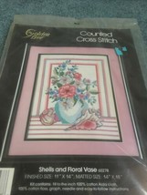 GOLDEN BEE Counted Cross Stitch Shells and Floral Vase 11 x 14 NEW Sealed - £13.96 GBP