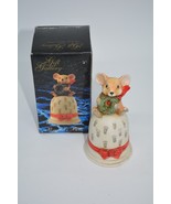 Vintage Christmas Mouse Porcelain Bell Gift Gallery Kmart 80s Figurine w... - $15.02 CAD