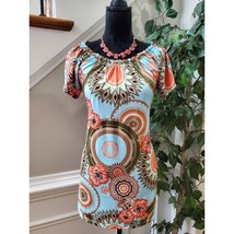 Win Win Women Blue Polyester Round Neck Short Sleeve Casual Top Blouse S... - $21.78