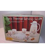 Vintage NEW 6 Piece Floral Serving Set Carafe Tumblers Cups Tray Polysty... - $539.77 MXN