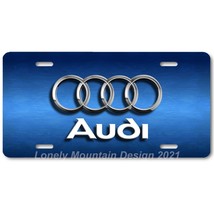 Audi &amp; Rings Inspired Art on Dark Blue FLAT Aluminum Novelty License Tag Plate - £14.38 GBP