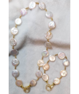 Handmade Baroque pearl button pearl necklace X&#39;mas gift Birthday Gift - $365.00