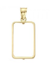 Solid 14k Yellow 4-Prong Bezel w/ Bail frame  For 1 Gram   Credit Suisse  Bar - £50.00 GBP