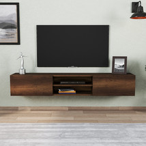 Otranto Floating TV Stand &amp; Media Console for TVs up to 80&quot; - Walnut Color - £194.67 GBP