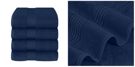 4 Pack 600 GSM Cotton Bath Towels Set 27x54 Inches - Navy - P01 - £64.38 GBP