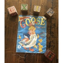 Vintage Baby Book Cloth 1958 Mother Goose Merrill Color Photos Wood Blocks Lot - £13.19 GBP