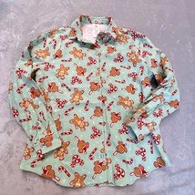 Disney Parks CHRISTMAS HOLIDAY gingerbread candy cane Flannel button up S - £19.64 GBP