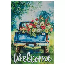Flower Truck Welcome Garden Flag- 2 Sided Message, 12" x 18" - $9.99