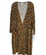 NWT LuLaRoe Large Black Orange Green Floral Ribbed Sarah Cardigan Sweater - $44.54