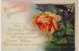 Birthday Greetings Postcard 1910 Beautiful Rose Cleveland Ohio Zanesville - £2.34 GBP