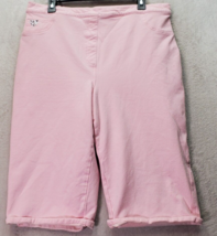 Quacker Factory by Dream Jeannes Shorts Womens XL Pink Rhinestone Elastic Waist - £20.27 GBP