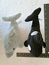 Sea World Orlando Shamu Orca Whale &amp; Flipper Gray Dolphin 10&quot; Plush Toys Beanbag - £5.86 GBP