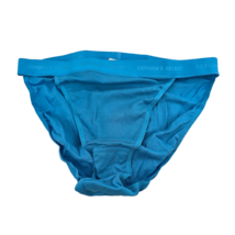 Vtg Victoria Secret Rio Signature Logo Panties 100% Cotton Aqua Blue L L... - $49.49