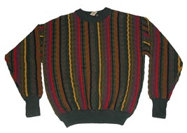 VTG Structure Coogi Style Striped Textured Thick Cotton Sweater Mns L/XL NWT USA - £42.58 GBP