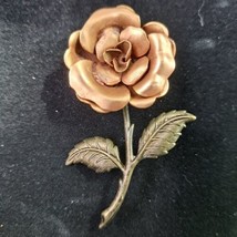 Vintage Copper and Brass Rose Pin 2 1/2&quot; - £7.94 GBP