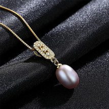 S925 Silver Necklace Freshwater Pearl Pendant Micro-Inlaid Zircon Neckla... - £18.38 GBP