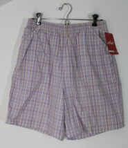 NWT Vtg 90s Chic 18 Purple Plaid Cotton Pull On Elastic Waist Shorts - £18.97 GBP