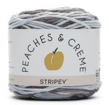 Peaches &amp; Creme Stripey 100% Cotton Yarn, 2 oz, Flannel Worsted, 4 Ply - £4.75 GBP