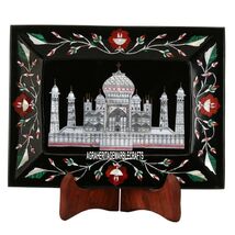 9''x6'' Marble Serving Tray Taj Mahal Replica Marquetry Inlay Decor Gift... - $336.23