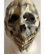 Halloween Mask Skeleton Skull  Rubber/Latex Costume Cracks In Skull Blac... - $15.79