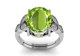 5.25 Ratti 4.50 Carat Unheated Untreatet Natural Peridot Stone Silver Ring For W - £30.03 GBP