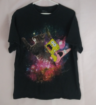 Viacom Nickelodeon Spongebob &amp; Patrick Riding A Cat Galaxy Men&#39;s T-Shirt... - $214.18 MXN