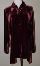 Eileen Fisher Sz XS Collar Long Shirt Dk Cranberry Silk Velvet Tunic $27... - £58.04 GBP