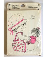 Vintage Paper Art Baby Birth Announcement Cards It&#39;s A Girl 12 Cards &amp; E... - £11.04 GBP