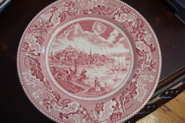 Historical plate Staffordshire England &quot;View of Boston&quot; Massachusetts, red trans - £46.71 GBP