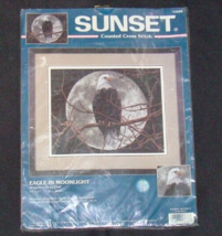Vintage Sunset Bald Eagle in Moonlight 14 x 11 Cross Stitch Kit #13688 New - $25.00