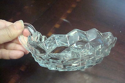 Fostoria Glass American Cube Triangle Nappy-Finger Hold Bowl-Dish [GL11] - $21.77