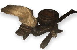 Indonesia Vintage Hand Carved Wooden Woman Kneeling Ashtray - £36.53 GBP