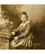 1917 RPPC Young Woman Roses Renslers Studio Cincinnati Real Photo Postcard AZO - £29.05 GBP