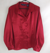 Preston &amp; York II Women&#39;s Silky Smooth Red Button-Up Blouse Plus Size 22W - £12.14 GBP