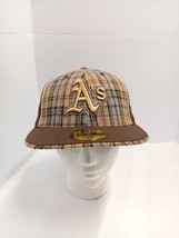 Oakland Athletics Hat OAK New Era 59Fifty Fitted Cap Brown Plaid Size 7 1/8 MLB - £36.62 GBP