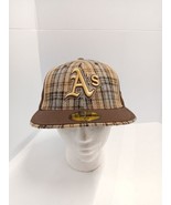Oakland Athletics Hat OAK New Era 59Fifty Fitted Cap Brown Plaid Size 7 ... - £36.62 GBP