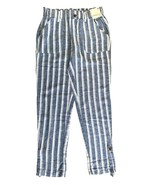 So Junior&#39;s Tapered Leg Linen Pants w/ Pockets Size M Navy Striped - $282.06 MXN